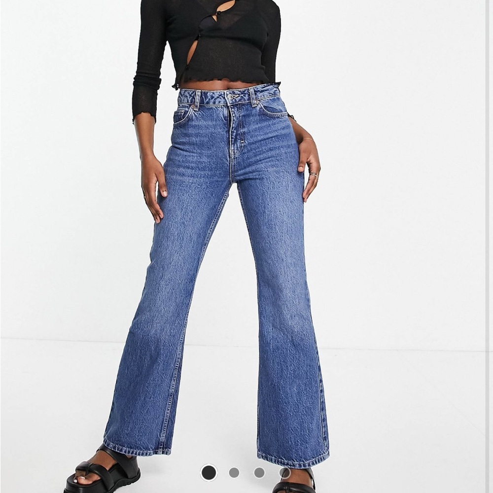 Topshop Blue Flare Wide Leg Jeans
